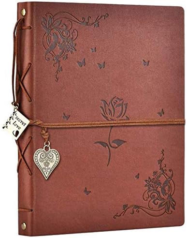 ZEEYUAN Scrapbook Album Leather Photo Album Memories DIY Scrap Book 10.8"x8.6" Large Family Photo Book Refillable 60 Pages for Anniversary Valentines Birthday Gifts Rose Brown