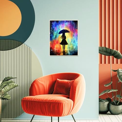 obterie Rain Paint by Numbers Kit for Adults Beginner Girl Oil Painting Kit Adult Paint by Number Kits on Canvas DIY Painting for Beginners Art by Numbers for Gifts Home Wall Decor 16x20 Inch