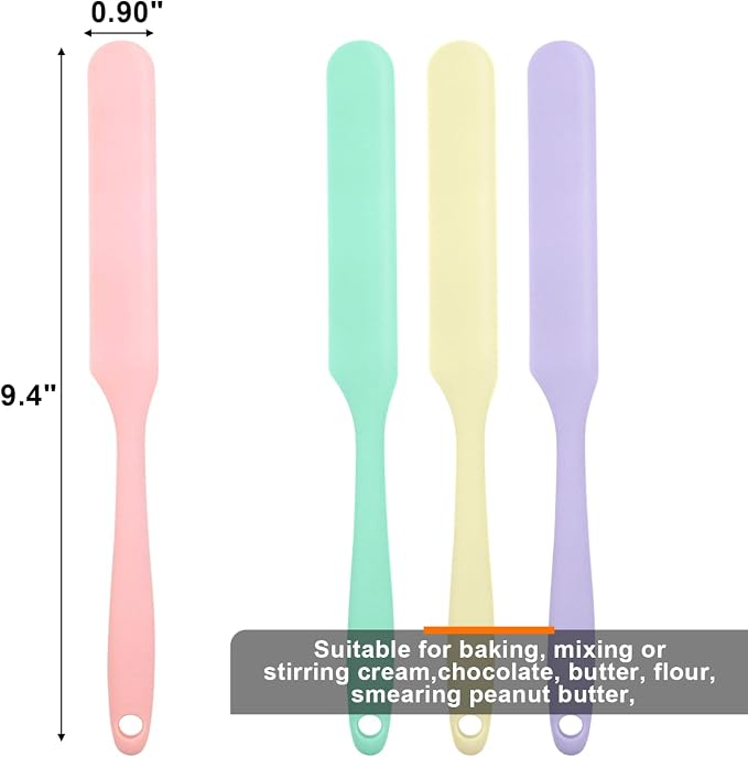 4 Pcs Silicone Jar Spatula, Heat Resistant Cake Cream Scraper Set