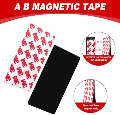 Thaibear Magnetic Strips with Adhesive Backing (20 Pack, 4" x 2") Strong Flexible Magnetic Tape for DIY, Crafts, Fridge - Sticky Magnet Tape Strip for Wall