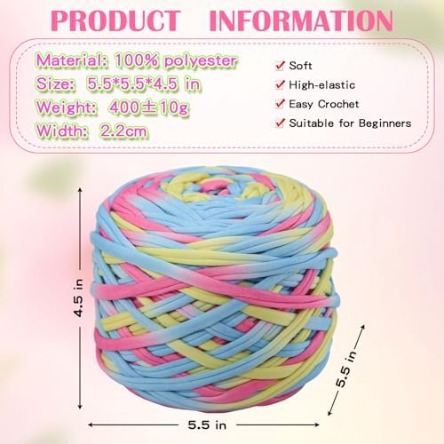 800g T-Shirt Yarn, 260 Yards Elastic Fabric Crochet DIY 04