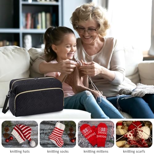IBFUN Crochet Yarn Knitting Bag Organizer for Knit Accessories Hooks