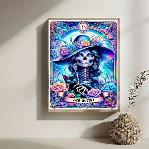 Lophomie Diamond Art Kits for Adults, 5D Skull Witch Diamond Painting Kits