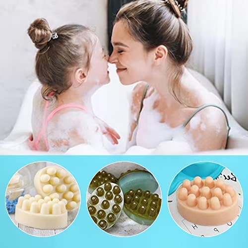Silicone Soap Mold, 4 Cavity Oval Massage Soap Mould Cookie Chocolate Cake Mold Tray for DIY Homemade Craft (Blue)