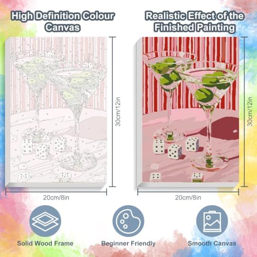Cocktails Framed Paint by Numbers Kit for Adults Beginner 8x12 inch