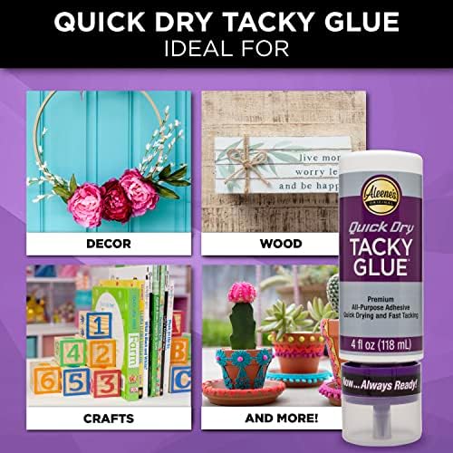 Aleene's Quick Dry Tacky Glue for Crafts in Always Ready Bottle, Nontoxic, Dries Extra Fast and Clear, 4 fl oz