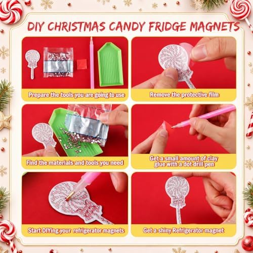 Motipuns 30 Pcs Diamond Magnets,Christmas Candy,Soft Pastel