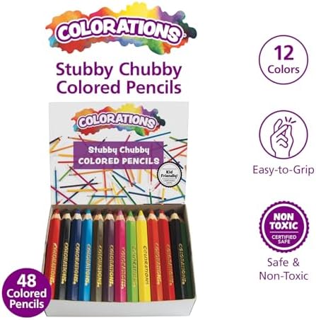 Colorations STUBPEN Stubby Chubby Colored Pencils for Kids - Set of 48
