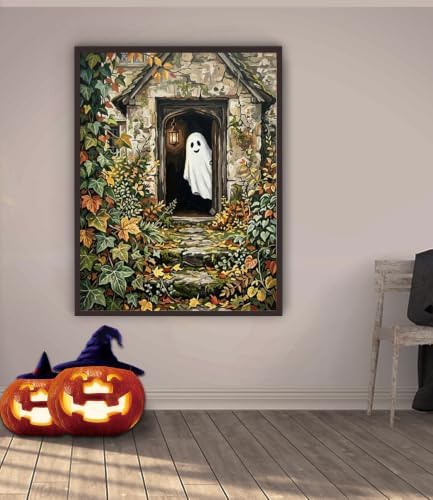 pchmcu Paint by Numbers Kit for Adults Beginner - Halloween Adult Paint by Number Kits on Canvas Without Frame, Ghost Oil Paint by Numbers for Home Decor Gift 16x20 inch