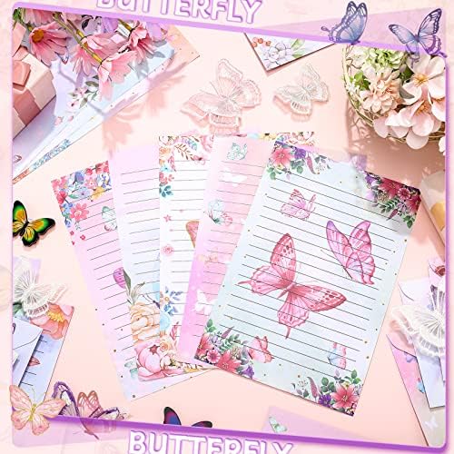 TaoBary 160 Pcs Watercolor Butterfly Stationery Paper and Envelopes Set