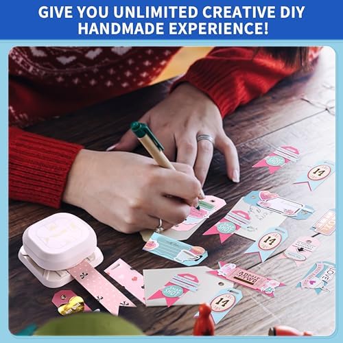 4 in 1 Tag Punch for Paper Crafts, Kaluofan 2024 New Gift Tag Marker Punch, Paper Punches for Crafting, 4 Shapes Card Making Scrapbooking Arts Corner Cutter DIY Projects