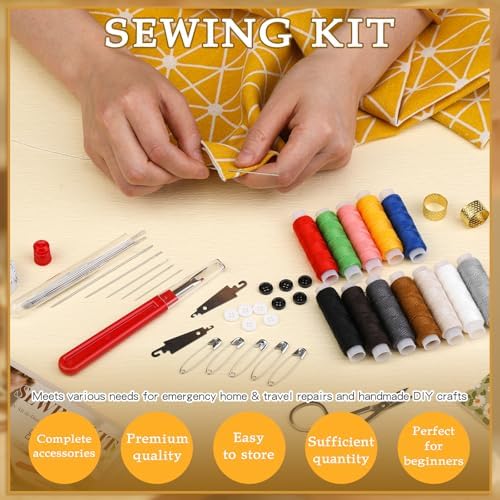 SHWAKK Sewing Kit for Adults, Stainless Steel Needles for Hand Sewing