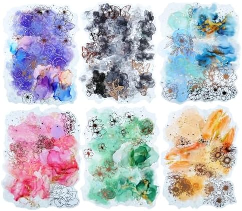 60 Pcs Gold Foil Watercolor Floral Stickers for Scrapbooking