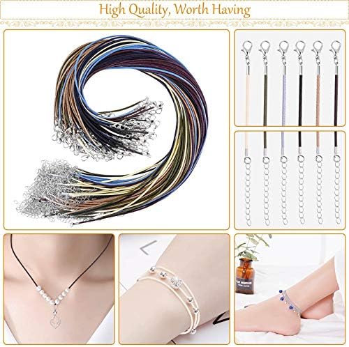 Necklace Cord, Selizo 100pcs Necklace String, Waxed Cotton Necklace Cord with Clasp Bulk for Jewelry Bracelet Making, Beads, Pendants, Charms