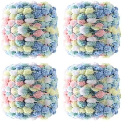 Hand-Woven Ball Yarn, 4 Pack, 380g Total, for Blankets, Cushions, and Pet Nests, Fluffy Chunky Craft Yarn (Gorgeous)