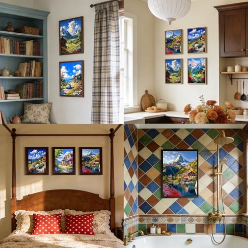 DOTSOPS 6 Pack Landscape Diamond Painting Kits for Adults Round Full Drill