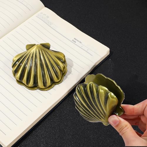Vintage Shell Metal Binder Clip, Gold Book Clip for Journal & Desk