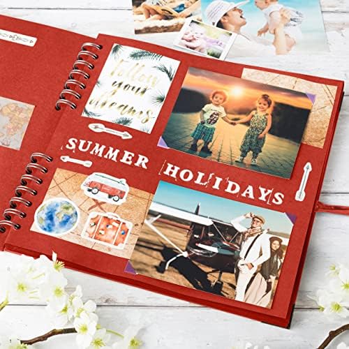 Bstorify 10 x 10 Inches Scrapbook Album 70 Pages Red | Hardcover with Thick 200 GSM Kraft Paper, Ideal for Your Scrapbooking Albums, Art & Craft Projects (Red, 10 x 10 Inch)