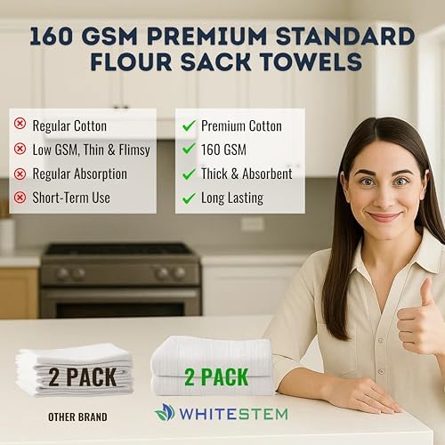 Flour Sack Towels | Tea Towel for Crafts | Kitchen | Dish | Cotton Blank Towel for Embroidery | Baking Bread Proofing Linen Cover | Thick Absorbent Quick Dry | 2 Pack 28"x28" Natural