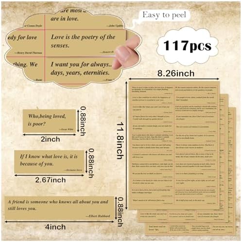 117pcs Love Quote Stickers for Scrapbooking Word Scrapbook Stickers for Couples, Wedding, Anniversary Themed, Journaling Supplies, Junk Journal, DIY Crafts, Photo Album Decoration(love117)