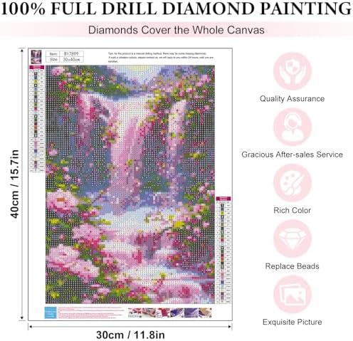 Yezavesu Landscape Scenery Diamond Art Kits for Adults Beginners 12x16 Inch | Waterfall Diamond Painting, DIY 5D Full Round Drill Gem Art, Stress Relief Craft Kits, Home Wall Decor Gift