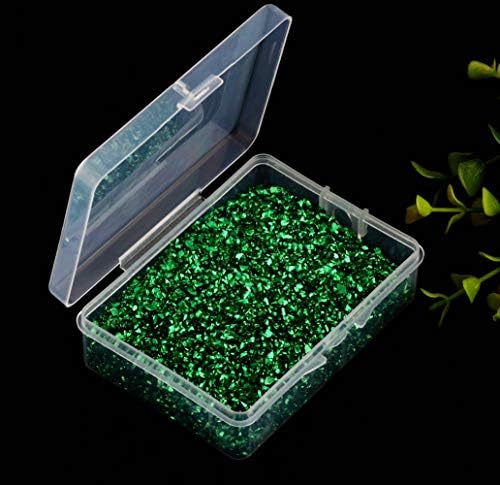 Crushed Glass Irregular Metallic Chips Sprinkles Chunky Glitter Green 100g 2-4mm for Nail Arts Craft DIY Vase Filler Epoxy Resin Mold Scrapbooking Jewelry Making Decoration (Green, 2-4mm)