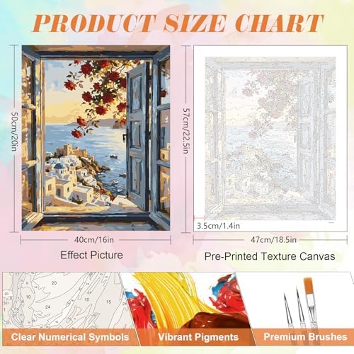 Kalonyth Window View Paint by Numbers Kit for Adults, 16x20 inch, No Framed