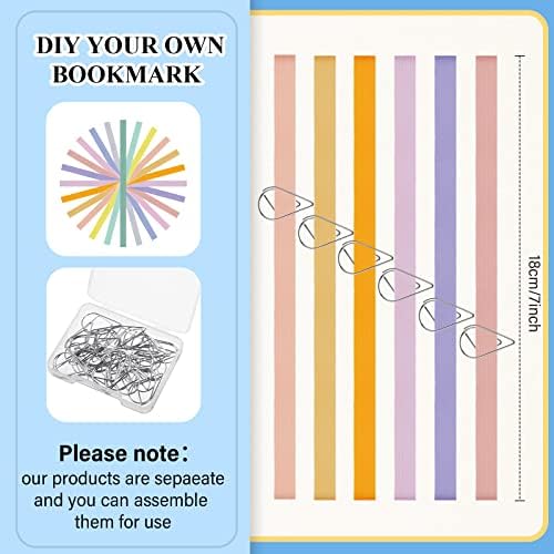 Taobary 42 Pcs Elastic Bookmarks Set with Paper Clips, Cute Color