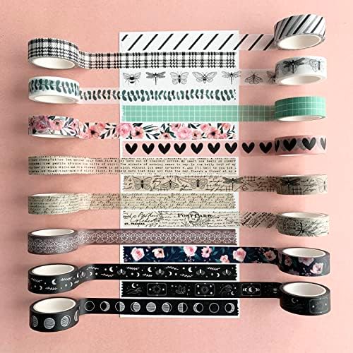 16 Rolls Washi Tape Set for Journaling, Scrapbooking & Decorative Crafts