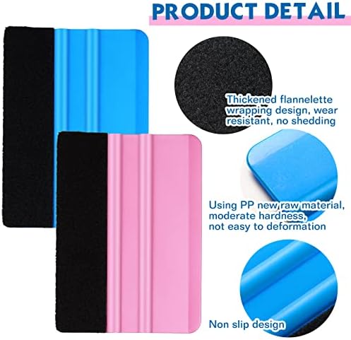 Spakon 4 Pcs Weeding Tools for Vinyl, 2 Pcs Air Release Pen Glitter Craft Weeding Point Retractable Pin Pen with 2 Pcs Felt Squeegees Scraper for Crafting Weeding Essential Adhesive Vinyl