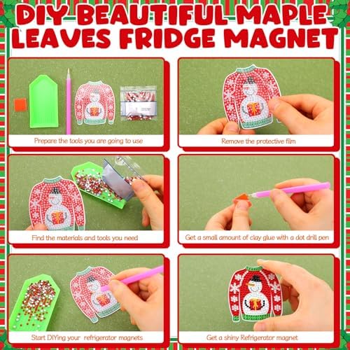 30 Pcs Christmas Magnetic Diamond Art Painting Magnets