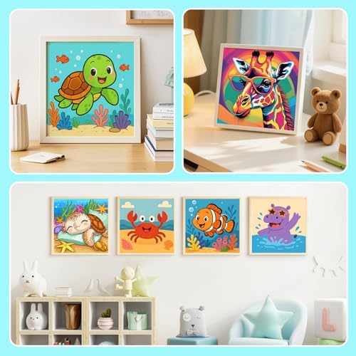 Paint by Numbers Kit for Kids with Frame, Giraffe Painting, No Easel