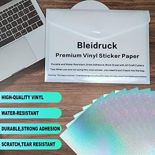 Bleidruck 25 Sheets Glitter Clear Holographic Laminate Sheet Adhesive Paper | Transparent Cold Laminate Sheets Sparkle Holographic Sticker Paper A4 Size Waterproof for Documents, Photo, No Machine Needed