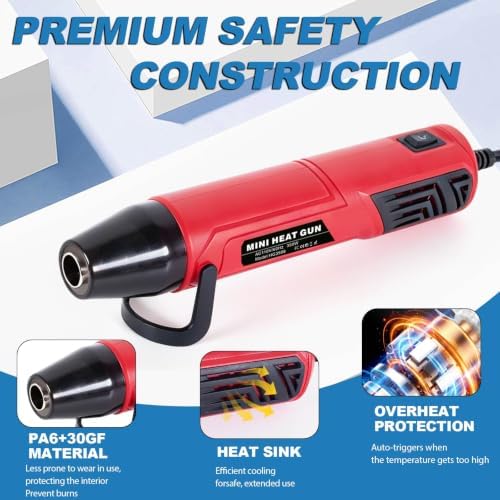 350W Mini Heat Gun Kit with 460pcs Solder Seal Wire Connectors & 3:1 Waterproof Heat Shrink Tubing 2-Temp Max 662°F Portable Hot Air Gun, Electrical Repair Tool Set for Automotive, Marine & DIY Crafts
