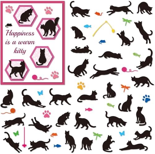 EVERJOYCRAFT 4 Pack 35 Styles Cute Cat Metal Cutting Dies Cuts for Card Making Kitten Carbon Steel Die Cuts Stencils for DIY Scrapbooking Photo Album Decoration Embossing Paper Cards Crafting Supplies
