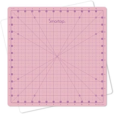 SMARTOP 14"x14" Rotating Self Healing Cutting Mat, Non-Slip Non-Reflective, Good for Quilting, Sewing, Crafts, Scrapbooking, Molandi Pink