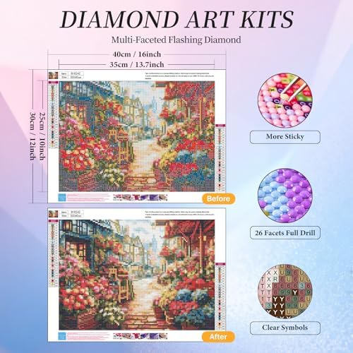 Diamond Art Kits for Adults, Flowers Diamond Painting Kit, 12 x 16 Inch