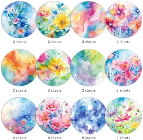 24 Sheets Floral Scrapbook Paper 30x30cm Watercolor Flower Patterned Double Sided Scrapbooking Decorative Craft for Card Making Kit Cardstock Origami Paper Supplies