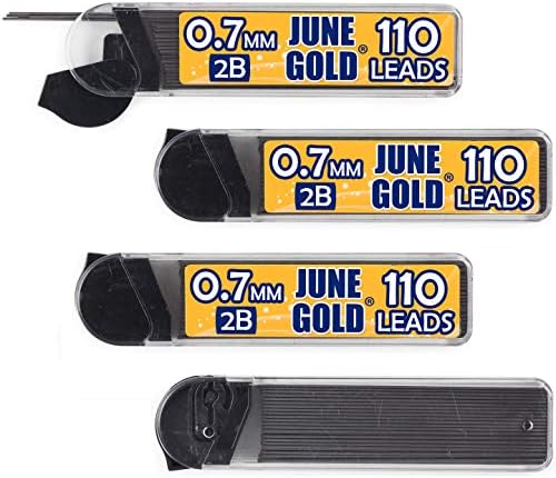 June Gold 0.7 mm, 440 Lead Refills, 2B, 4 Dispensers/w 110 Pieces Each