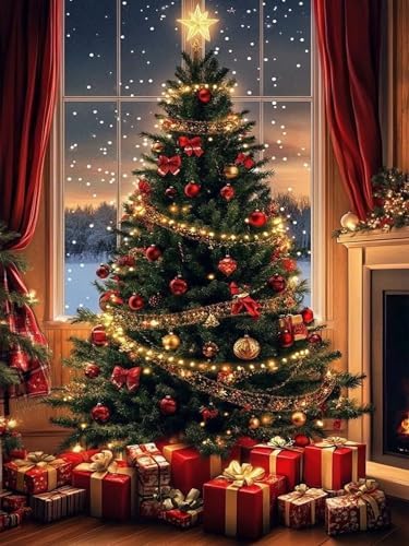 ijbnhd Christmas Tree Diamond Art Kit for Adults 12x16inch