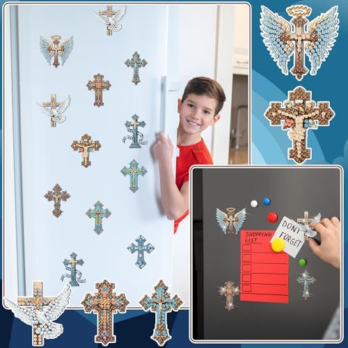 Motipuns 30 Pcs Diamond Magnets,Cross of Jesus,Dark Blue