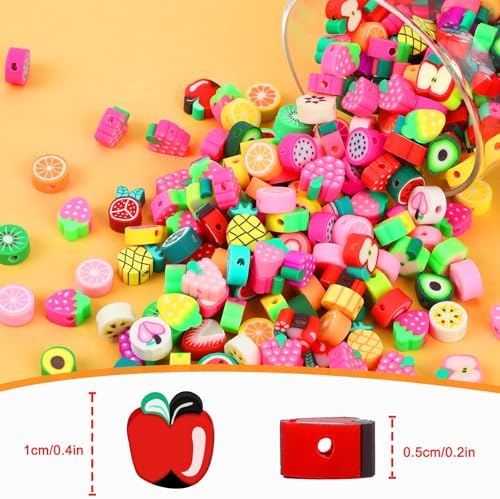 300Pcs Fruit Polymer Clay Beads for Jewelry Making