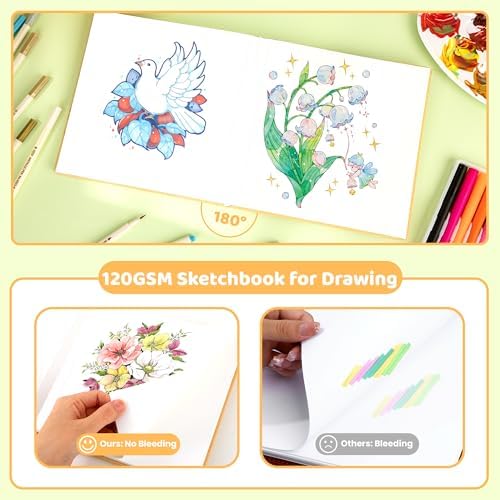 FLYING EAGLE Sketch Book, Square Hardcover Sketchbook for Kids,10x10,Yellow