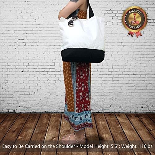 TOPDesign 1 | 3 | 6 | 12 | 24 Pack Super Strong Large 12oz Cotton Canvas Tote Bag, Reusable Grocery Shopping Cloth Bag, Fashionable Two-Tone Tote for Crafts, DIY Your Creative Designs (Pack of 1)