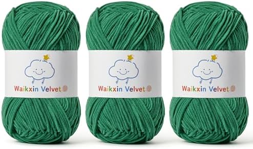 3 Pack Fluffy Chenille Yarn for Crocheting，Baby Yarn for Crocheting Soft，150g/5.28oz Velvet Amigurumi Yarn ，Fingering Weight Yarns for Crocheting Baby Blankets、DIY Craft.(3 Pine Green)