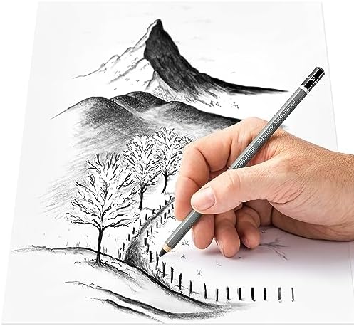 Staedtler Mars Lumograph Charcoal Pencils, Blister Pack of 3 Drawing Pencils (H, M, S) + 1 Blending Stump
