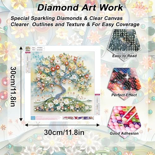 AIBOERL Diamond Art Kits for Adults,Tree Special Shape Diamond Painting | Special Shape Tree Diamond Painting for Beginners DIY Rhinestone 5D Diamond dots(Gemstone Craft)Wall Art Gift 12x12IN