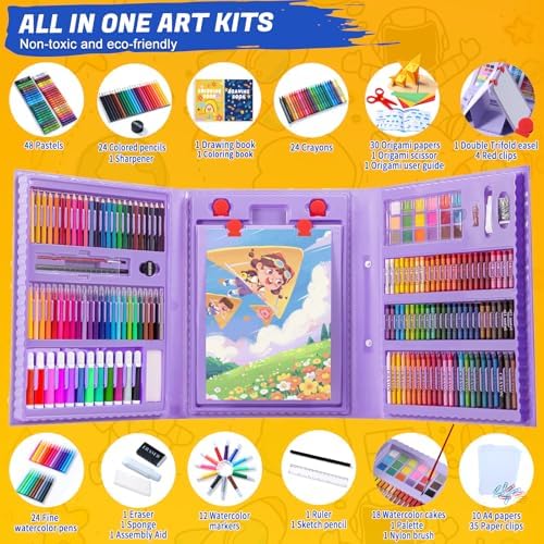 All in One Art Supplies Include Drawing Kit, Origami & Paper-Cutting Crafts