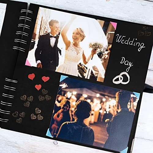 Scrapbook Album, 60 Pages, 8 x 8 Inch, Black Photo Album, Scrap Book | Hardcover with Thick 250 GSM Kraft Paper, Ideal for Your Scrapbooking Albums, Art & Craft Projects (Black, 8 x 8 Inch)