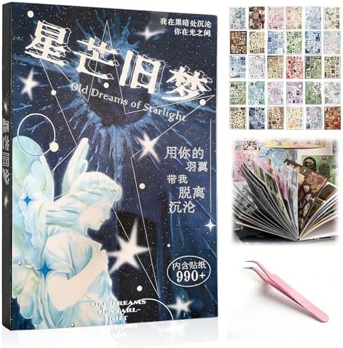 Japanese Manga Style Sticker Book Four Seasons Radio Romantic Memory Series, 30 Pages Coated Paper Collection for Diary Scrapbooking Notebooks